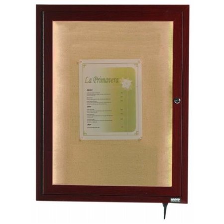 AARCO Aarco Products  Inc. LWL2418W Indoor/Outdoor LED Lighted Display Case with Walnut Wood-Look Finish. Posting Surface is Neutral Burlap Weave Vinyl. 24 in.Hx18 in.W. One Door. LWL2418W